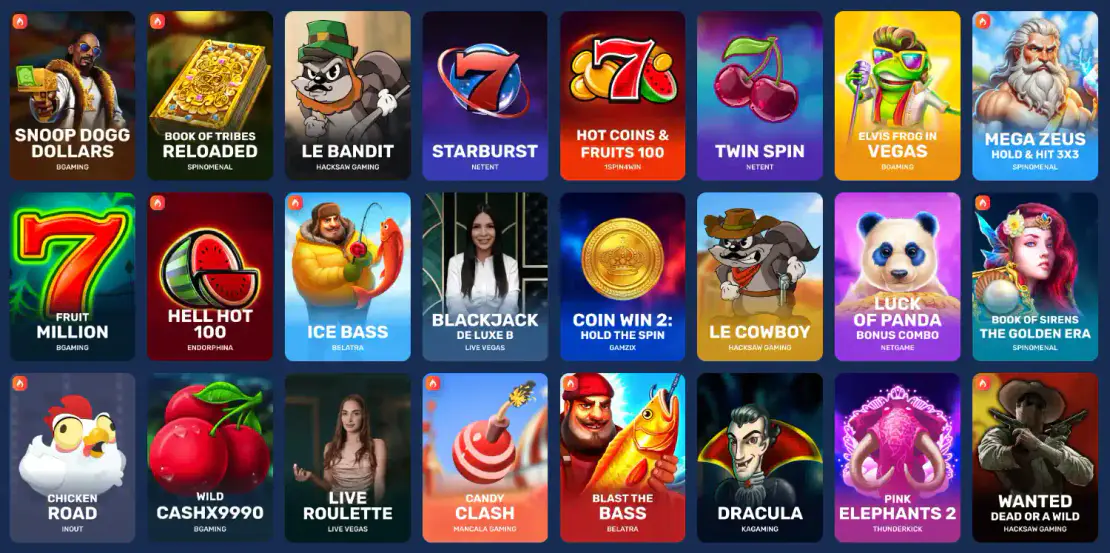 Catalogue de jeux Galleon Casino avec machines à sous de différents fournisseurs et titres populaires